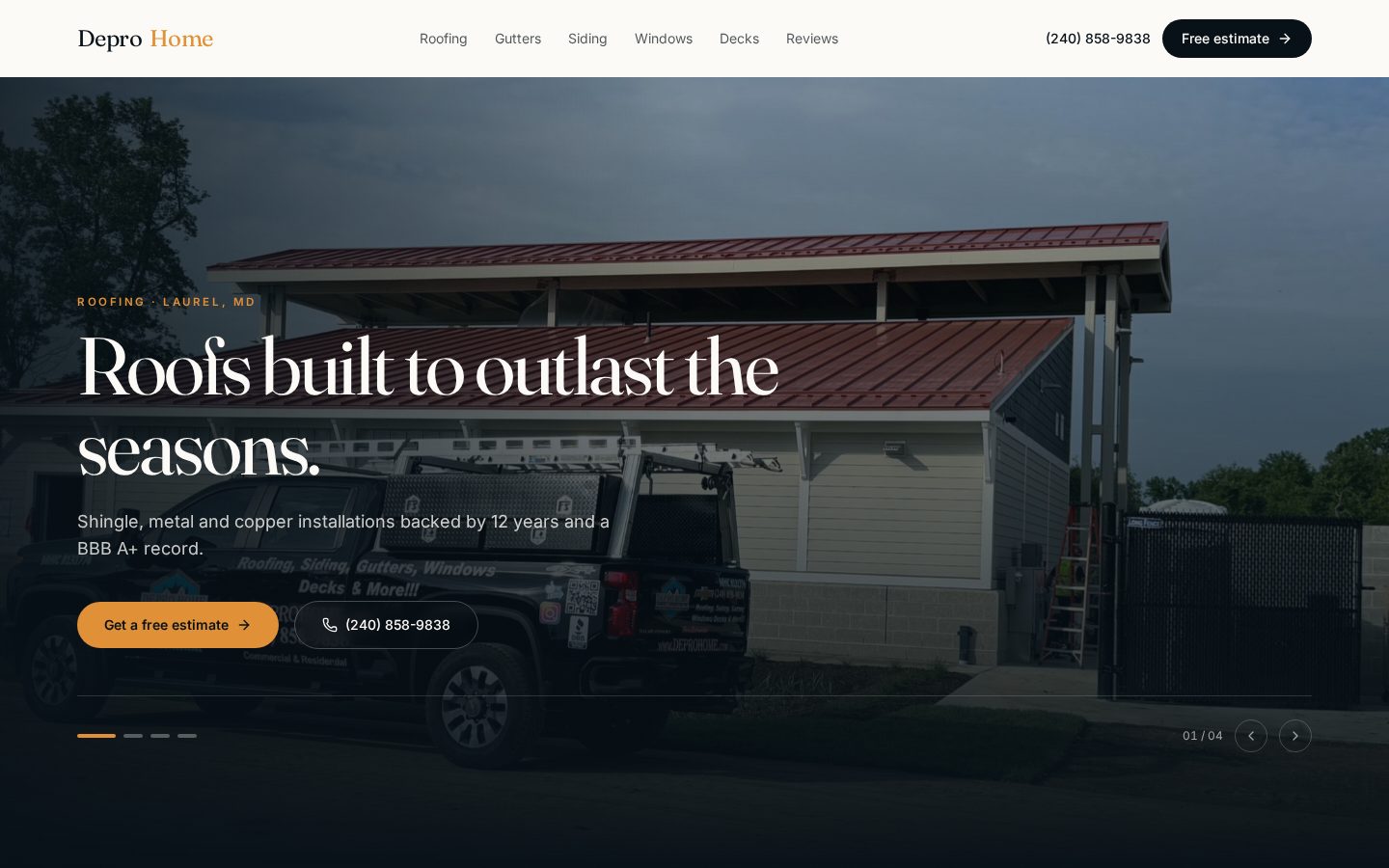 Depro Home — Roofing & Contracting website concept by MROKX