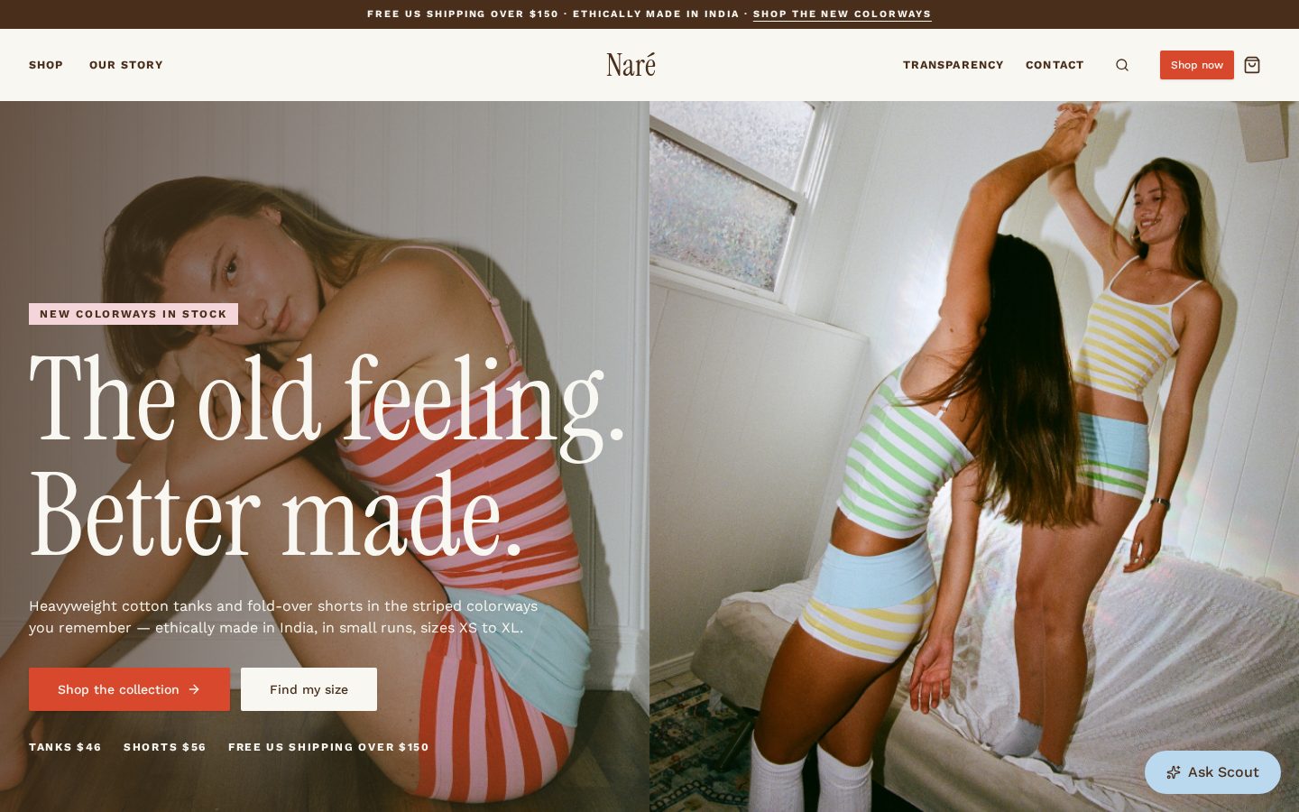 Wear Naré clothing store concept website