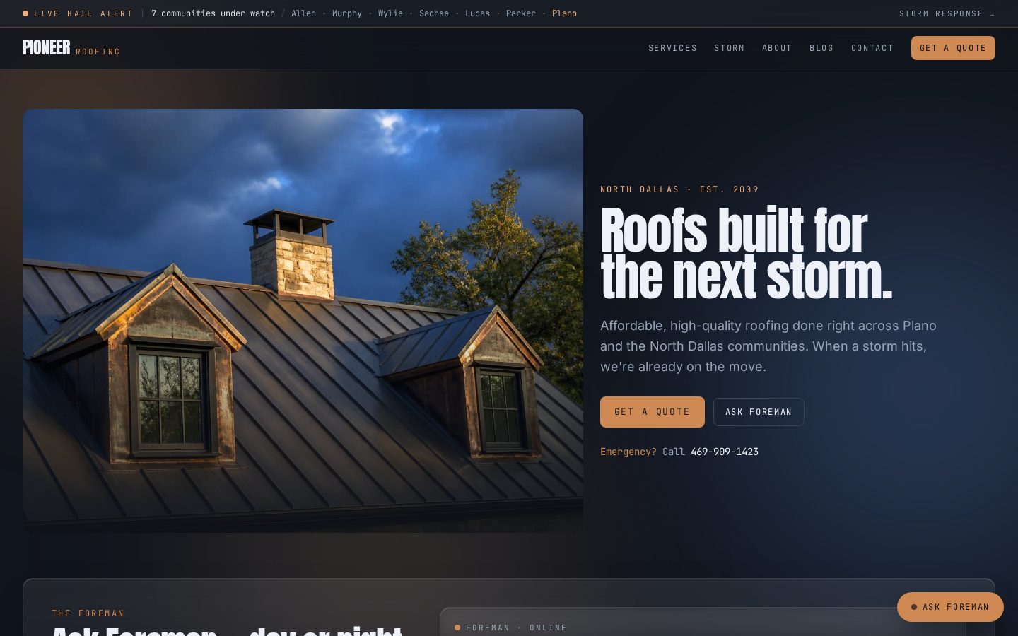 Pioneer Roofing — Roofing website concept by MROKX