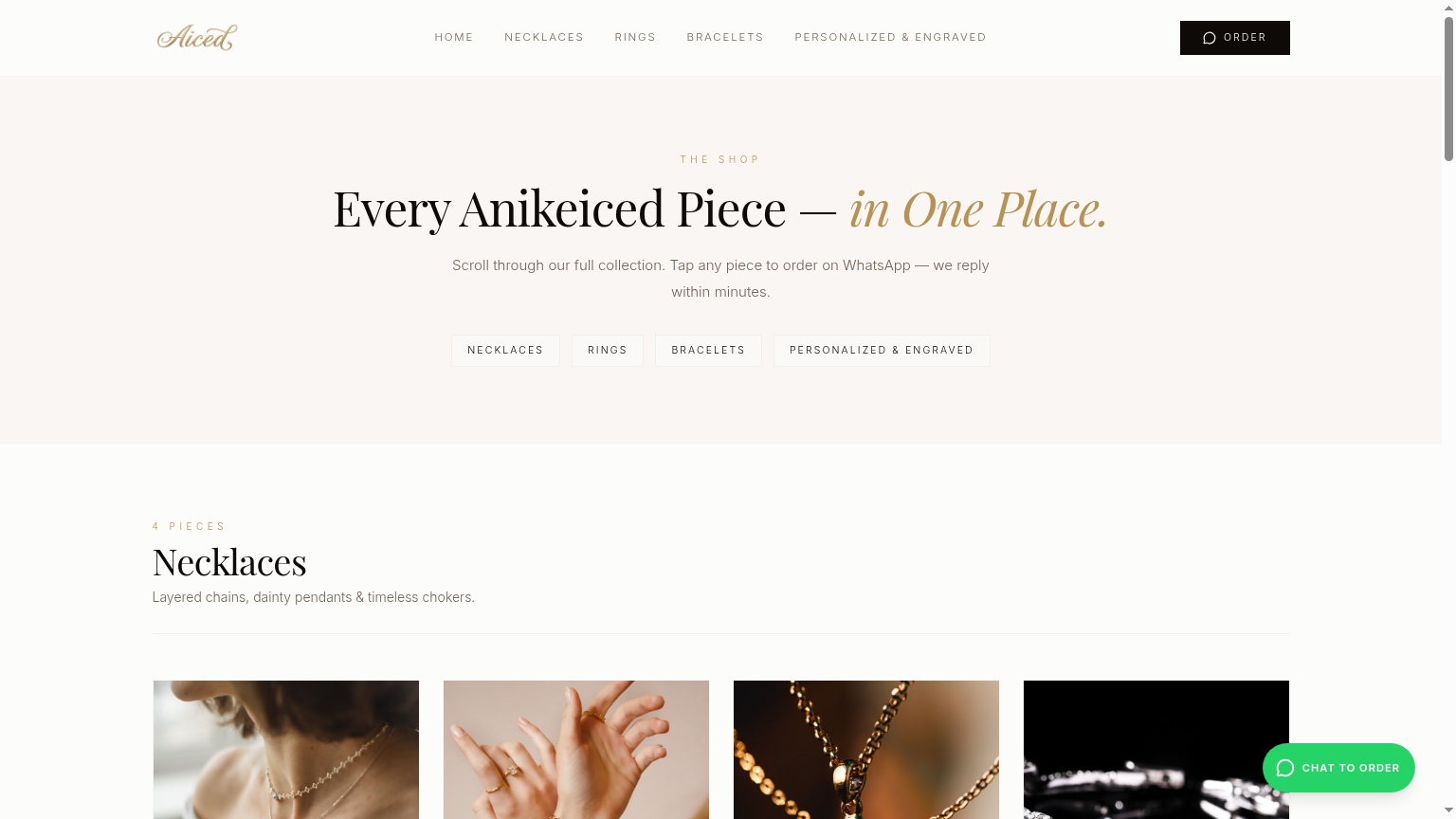 Anikeiced product catalogue page