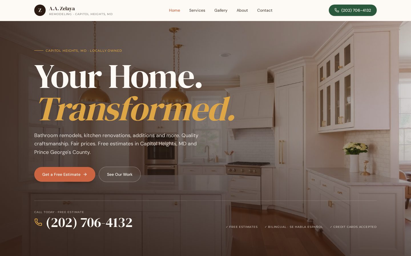 A.A. Zelaya Remodeling — Remodeling website concept by MROKX
