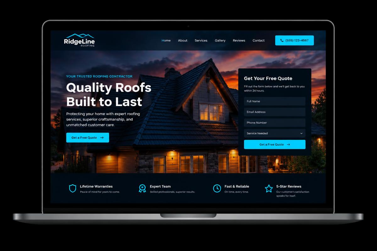 Roofing sample website by MROKX