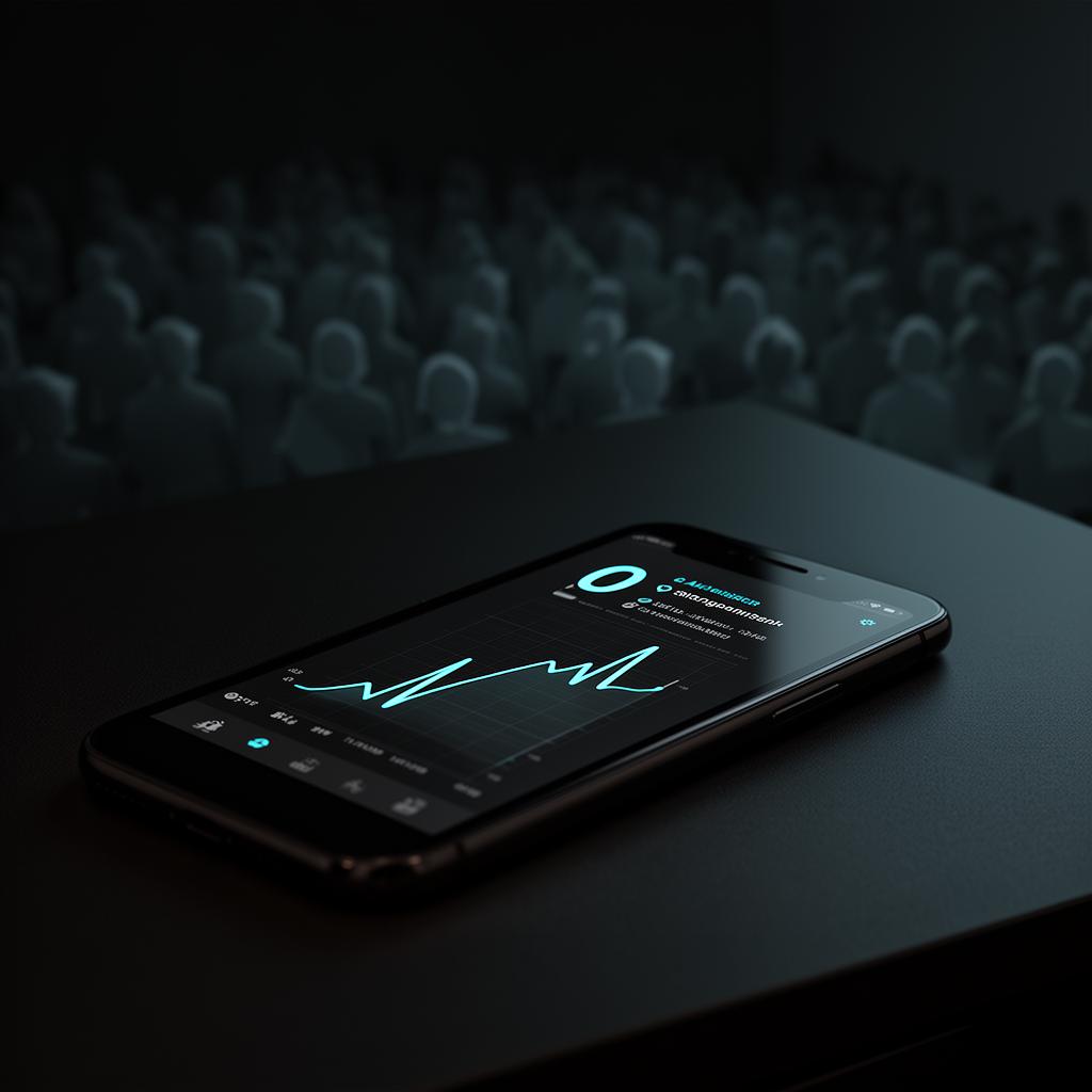 A phone showing zero engagement next to an empty audience