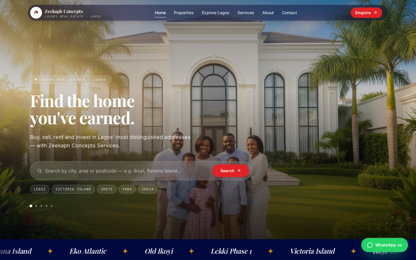 Zeekaph Concepts Services luxury real estate website built by MROKX